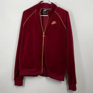 Nike Women's Sportswear Velour Track Jacket Red/Gold Full Zip Jacket Siz…